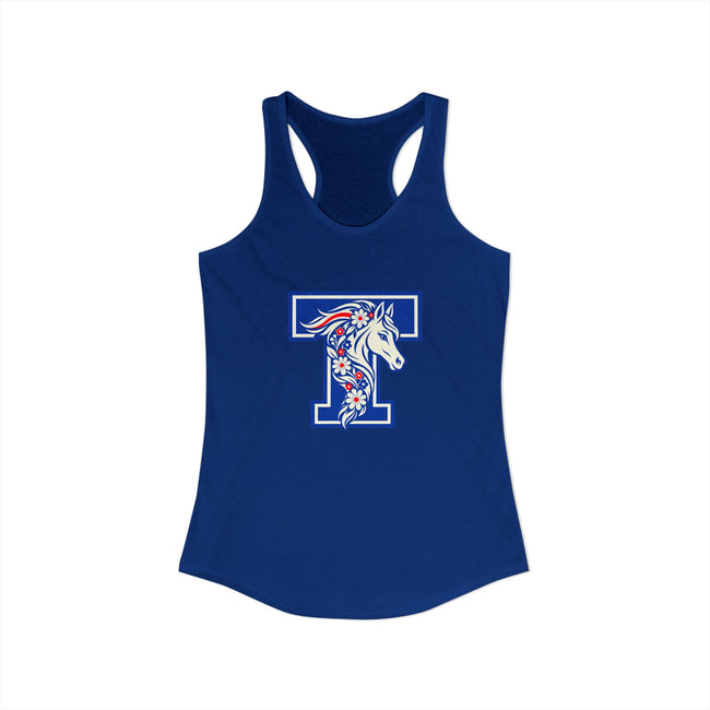 Tuslaw Mustangs Floral Mane Monogram Racerback Tank