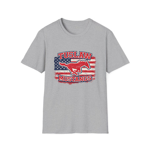 Tuslaw Mustangs — Vintage American Flag T-Shirt