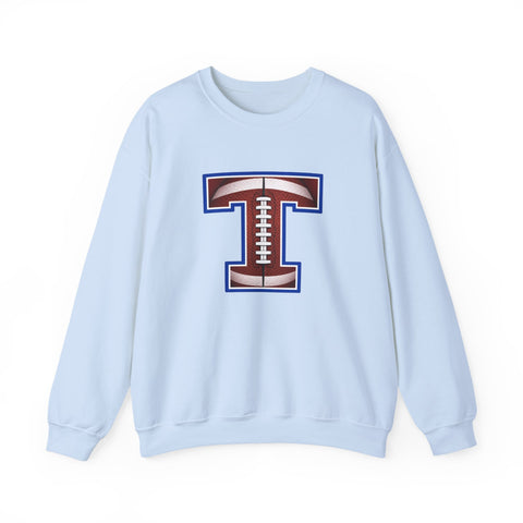 Tuslaw Mustangs Football Monogram Crewneck Sweatshirt in Light Blue