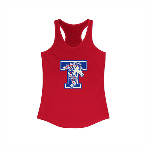 Tuslaw Mustangs Floral Mane Monogram Racerback Tank in Solid Red