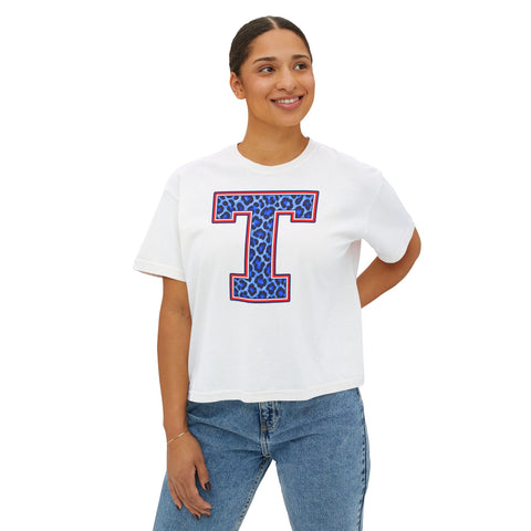 Tuslaw Mustangs Leopard Monogram Boxy T-Shirt