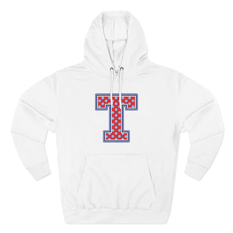 Tuslaw Mustangs — Red Polka Dot Monogram Hoodie (No Bow) in White