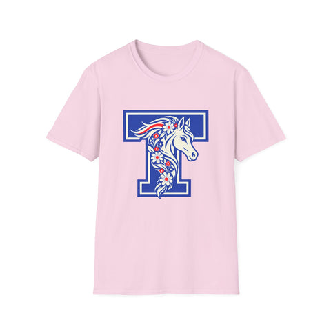 Tuslaw Mustangs — Floral Mane Monogram T-Shirt in Light Pink