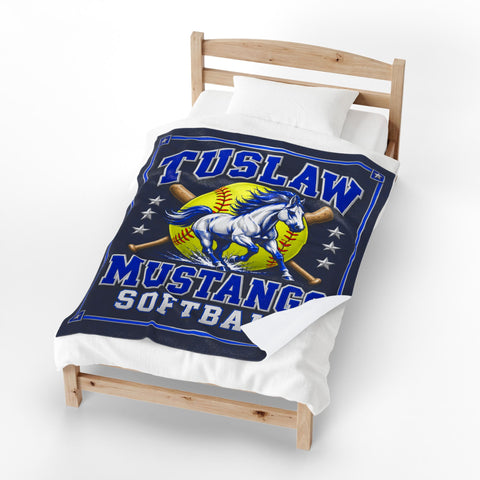 Tuslaw Mustangs Softball Velveteen Plush Blanket